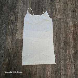 Yahada White Spaghetti Strap Tank Dress